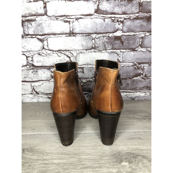Krbonell Brown Ankle Double Sided Zipper Heeled Booties Boots Women Sz 9M US/40 - Picture 4 of 16